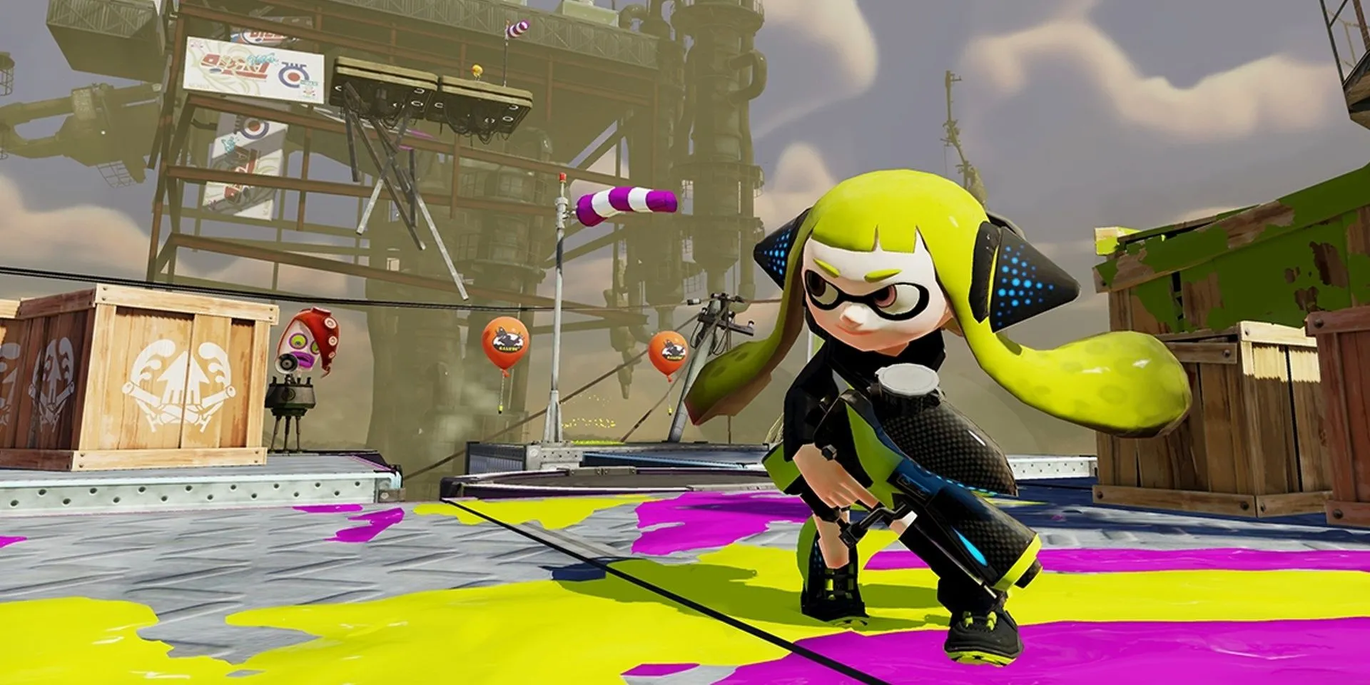 Agent 3, nhân vật chính của chế độ chơi đơn trong Splatoon, tại thung lũng Octo.