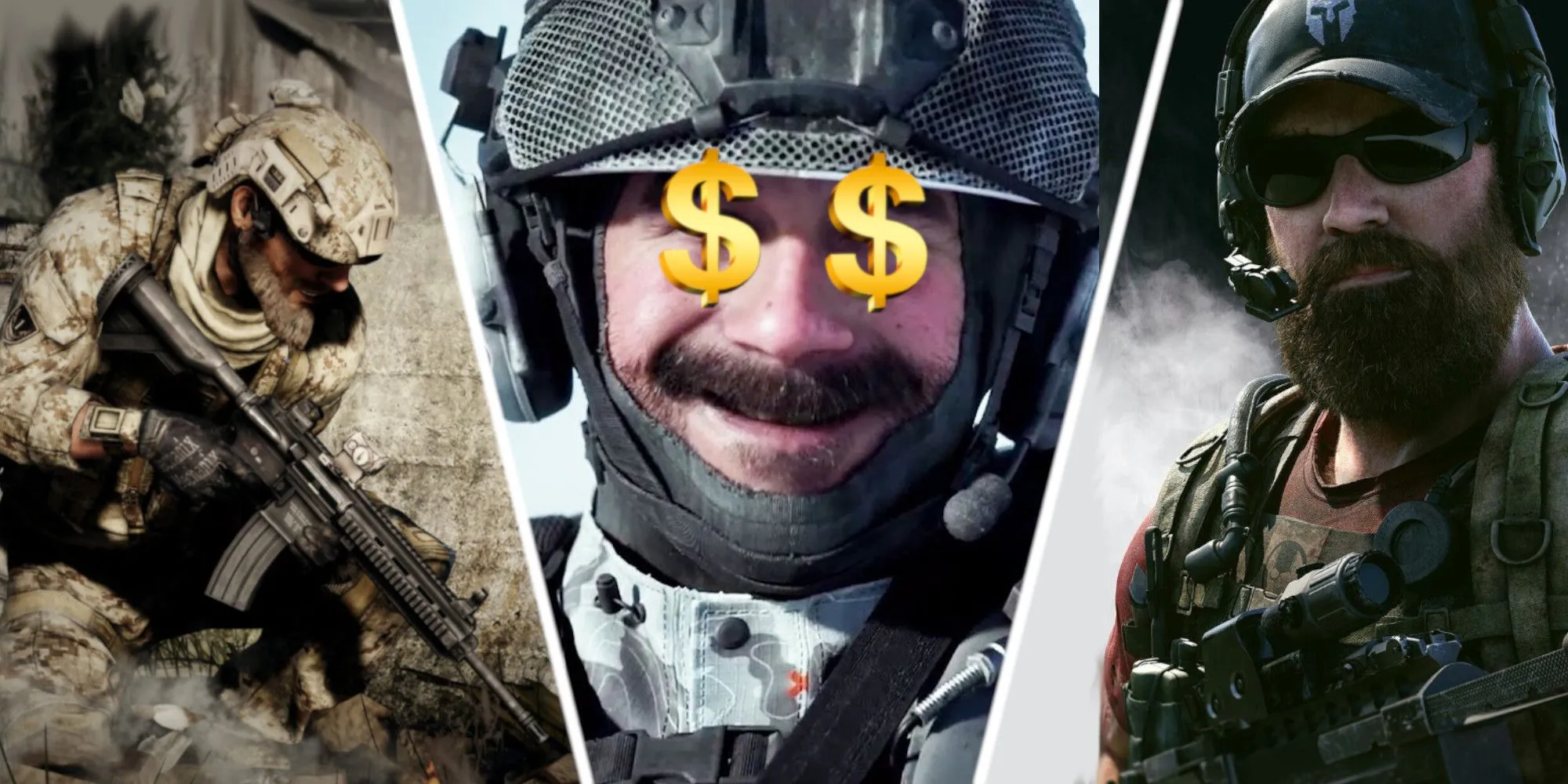 Ảnh bìa các game FPS đối thủ như Medal of Honor, Call of Duty và Ghost Recon Wildlands, minh họa sự cạnh tranh trên thị trường game bắn súng.