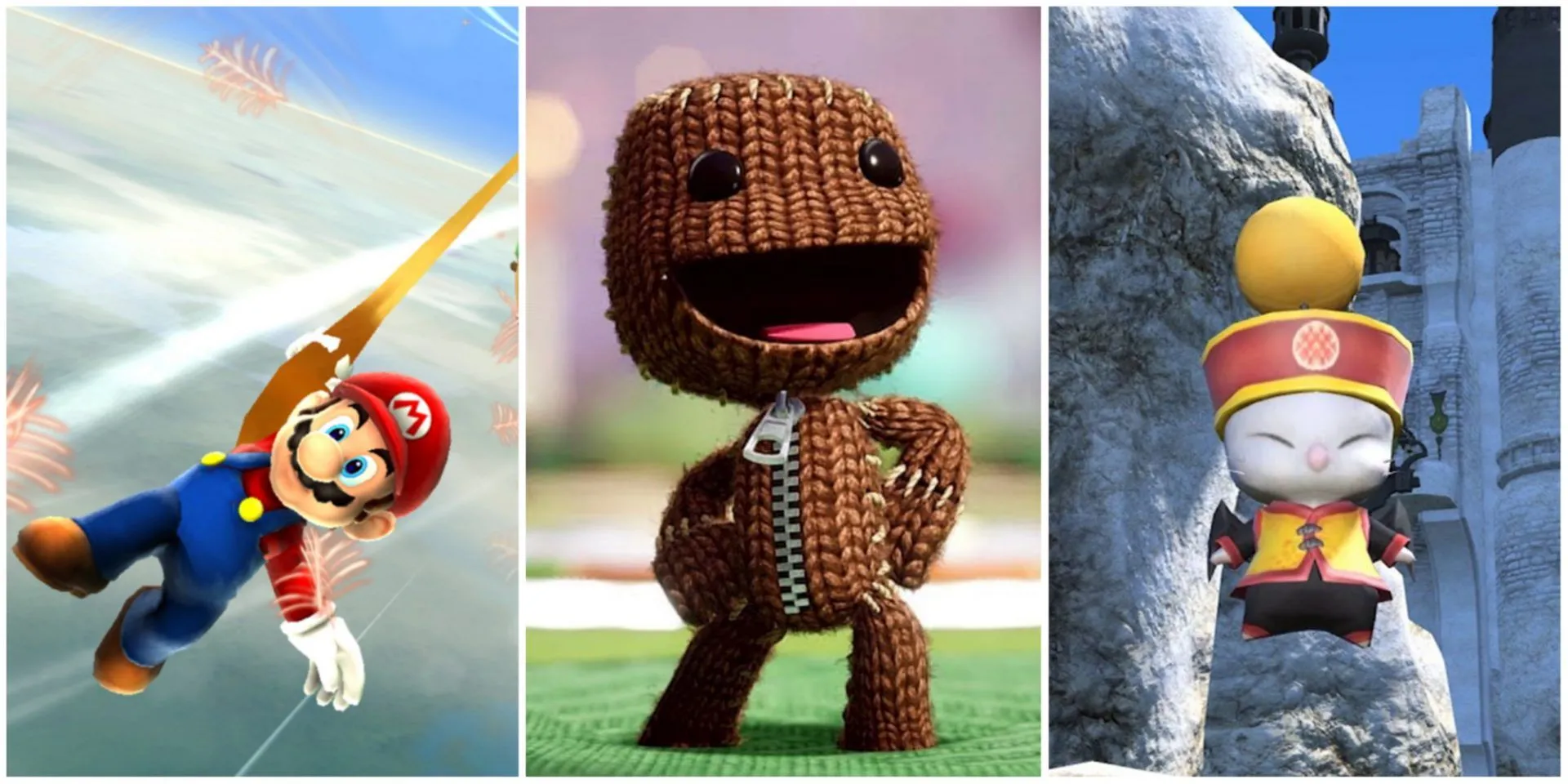 Ảnh minh họa các mascot game nổi tiếng bao gồm Mario, Sackboy và Moogle