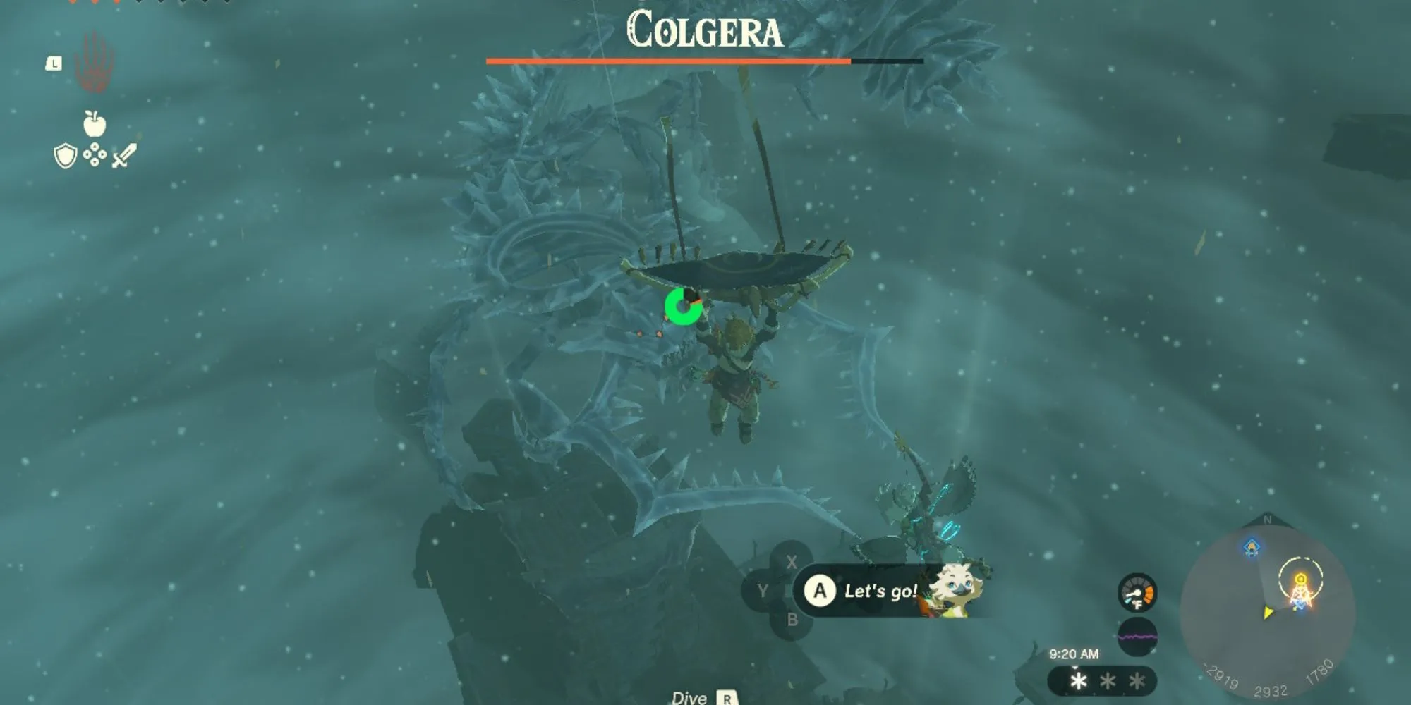 Boss Colgera trong The Legend of Zelda: Tears of the Kingdom đang bay trên không