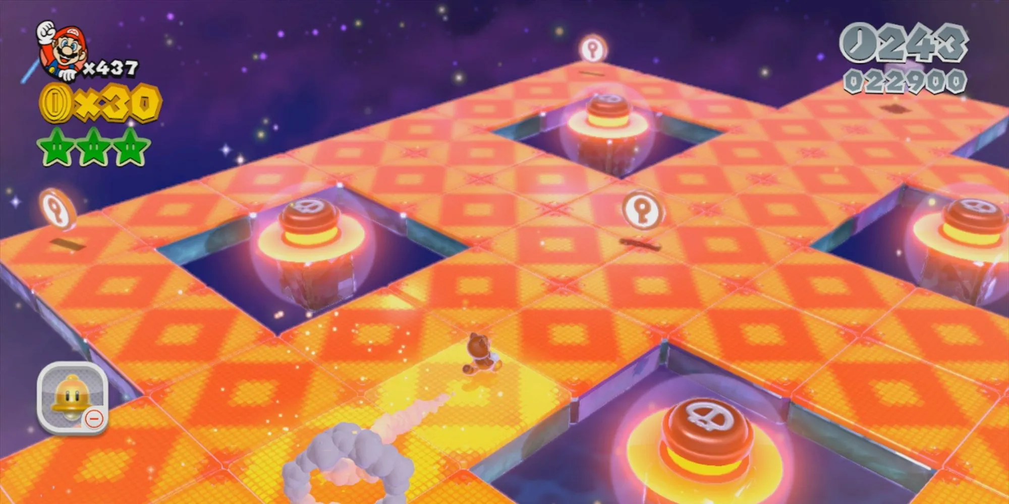Các nhân vật Mario, Luigi, Peach và Toad trong Super Mario 3D World đang chạy đua