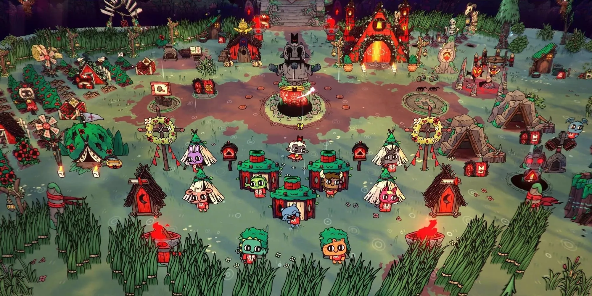 Các tín đồ vui vẻ trong tựa game mô phỏng Cult of the Lamb