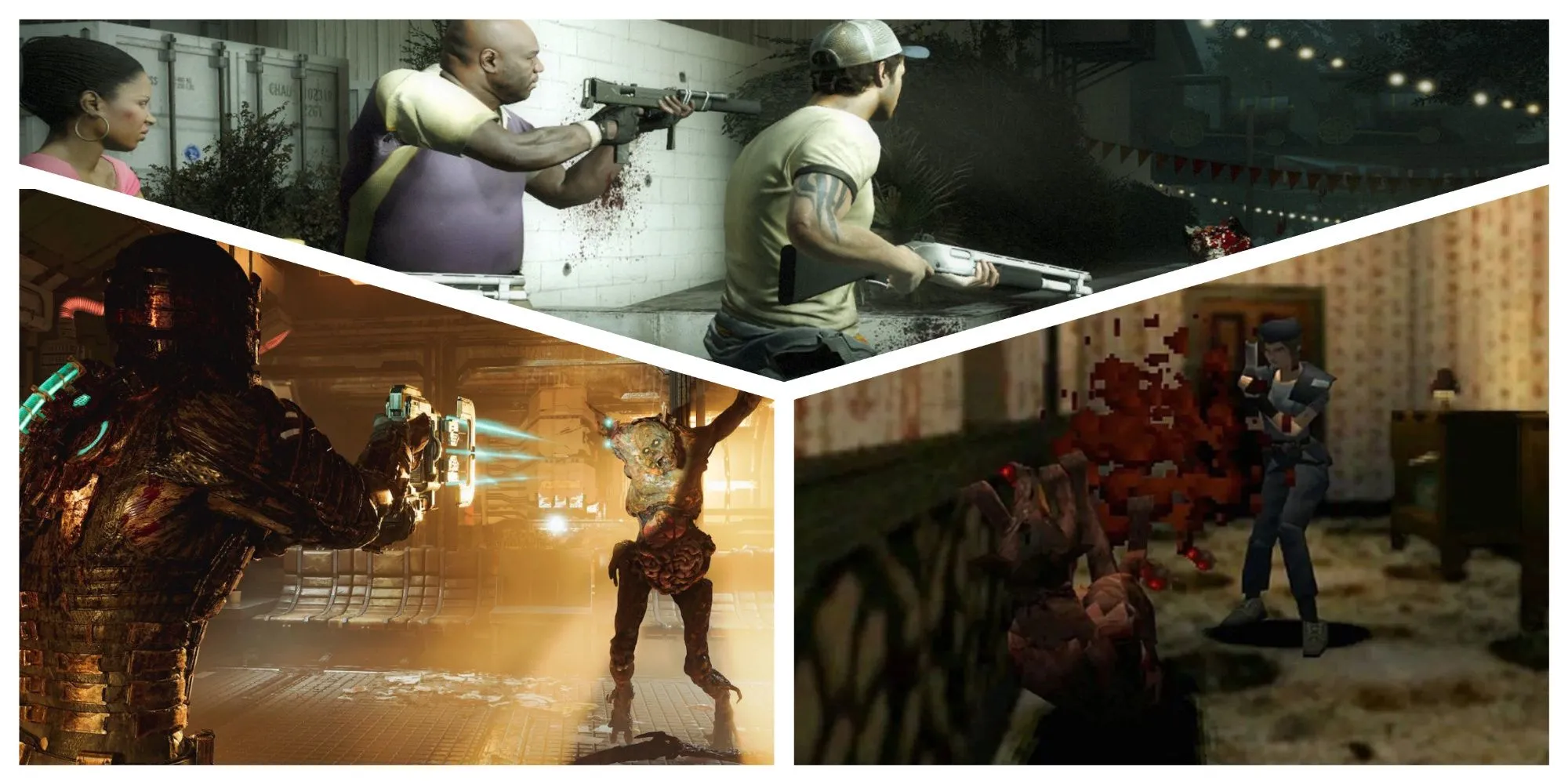 Các tựa game survival horror phù hợp cho người mới bắt đầu như Dead Space Remake, Left 4 Dead 2, Resident Evil