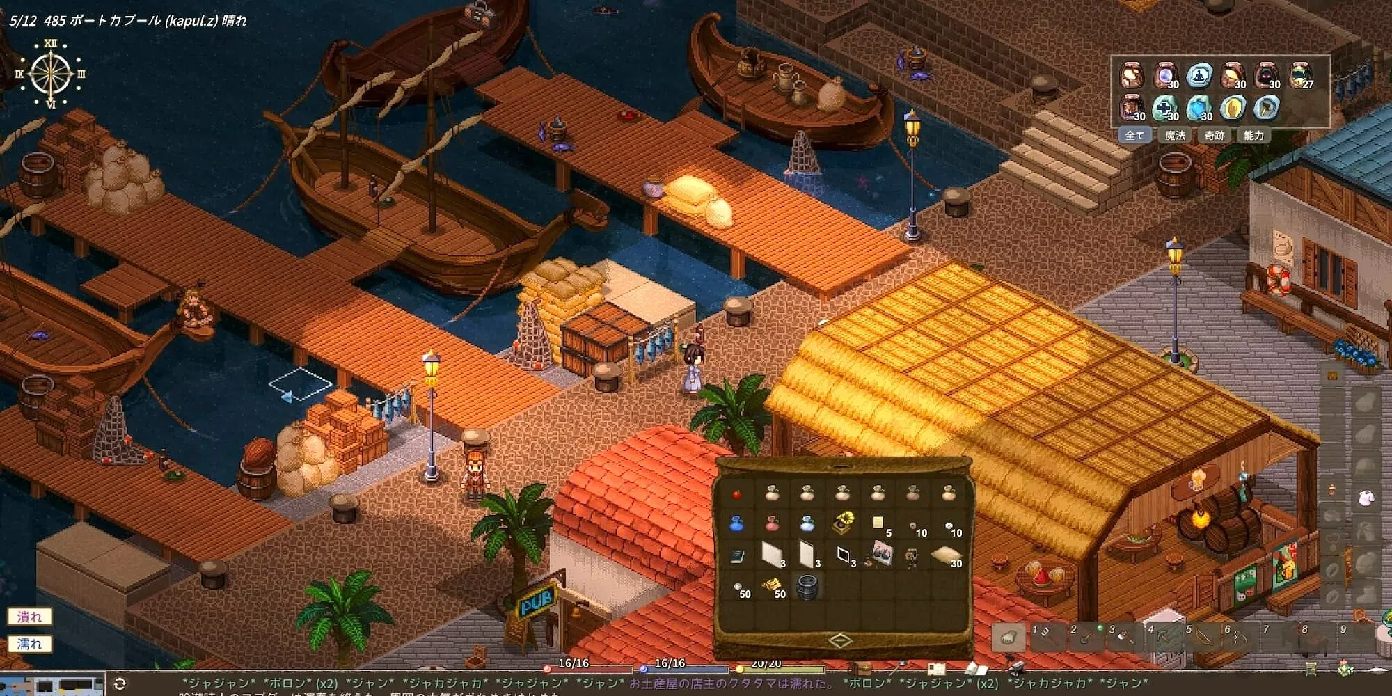 Cảnh bến cảng trong game nhập vai thế giới mở Elin