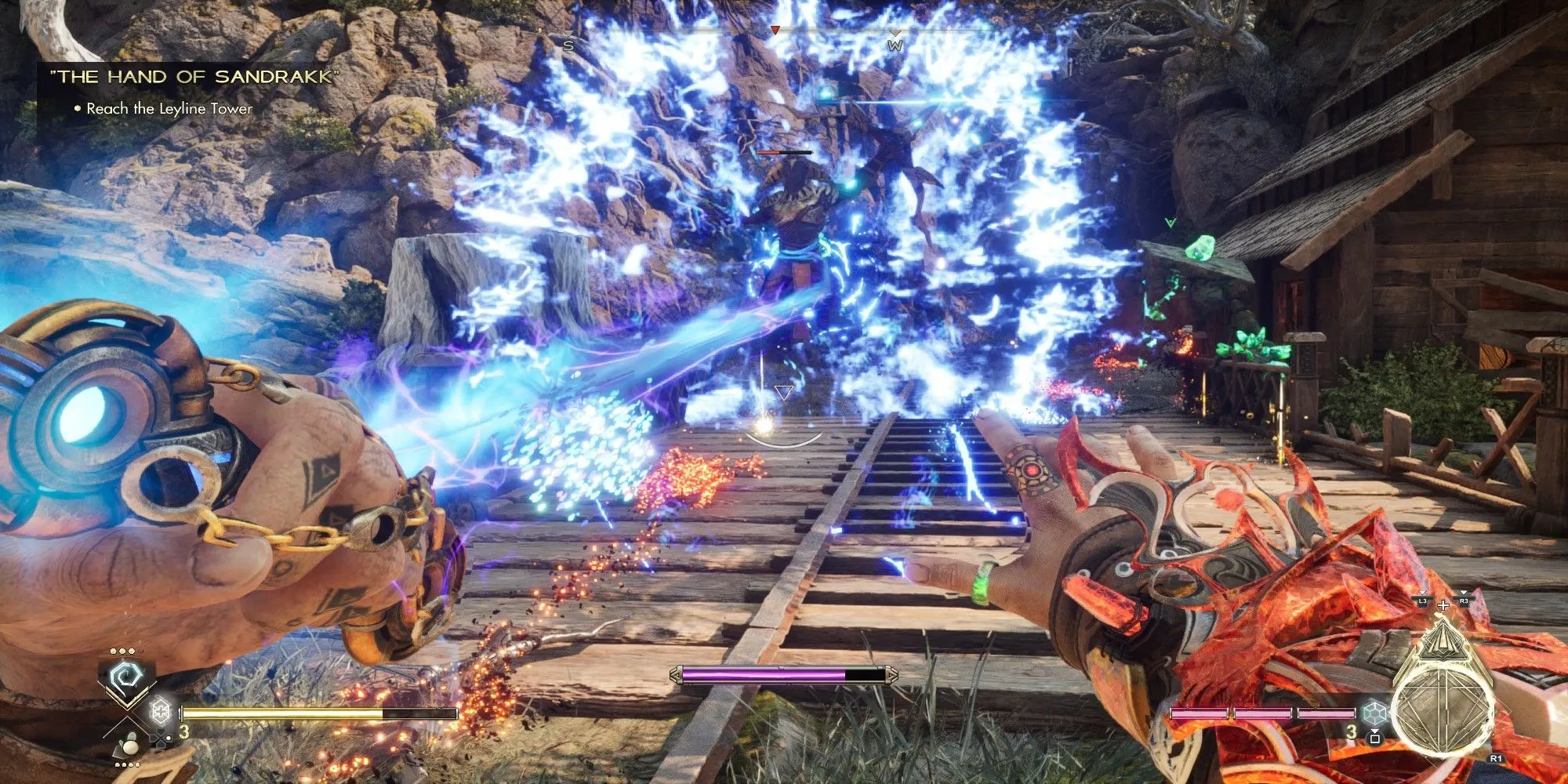 Cảnh chiến đấu sử dụng phép thuật trong game FPS Immortals of Aveum