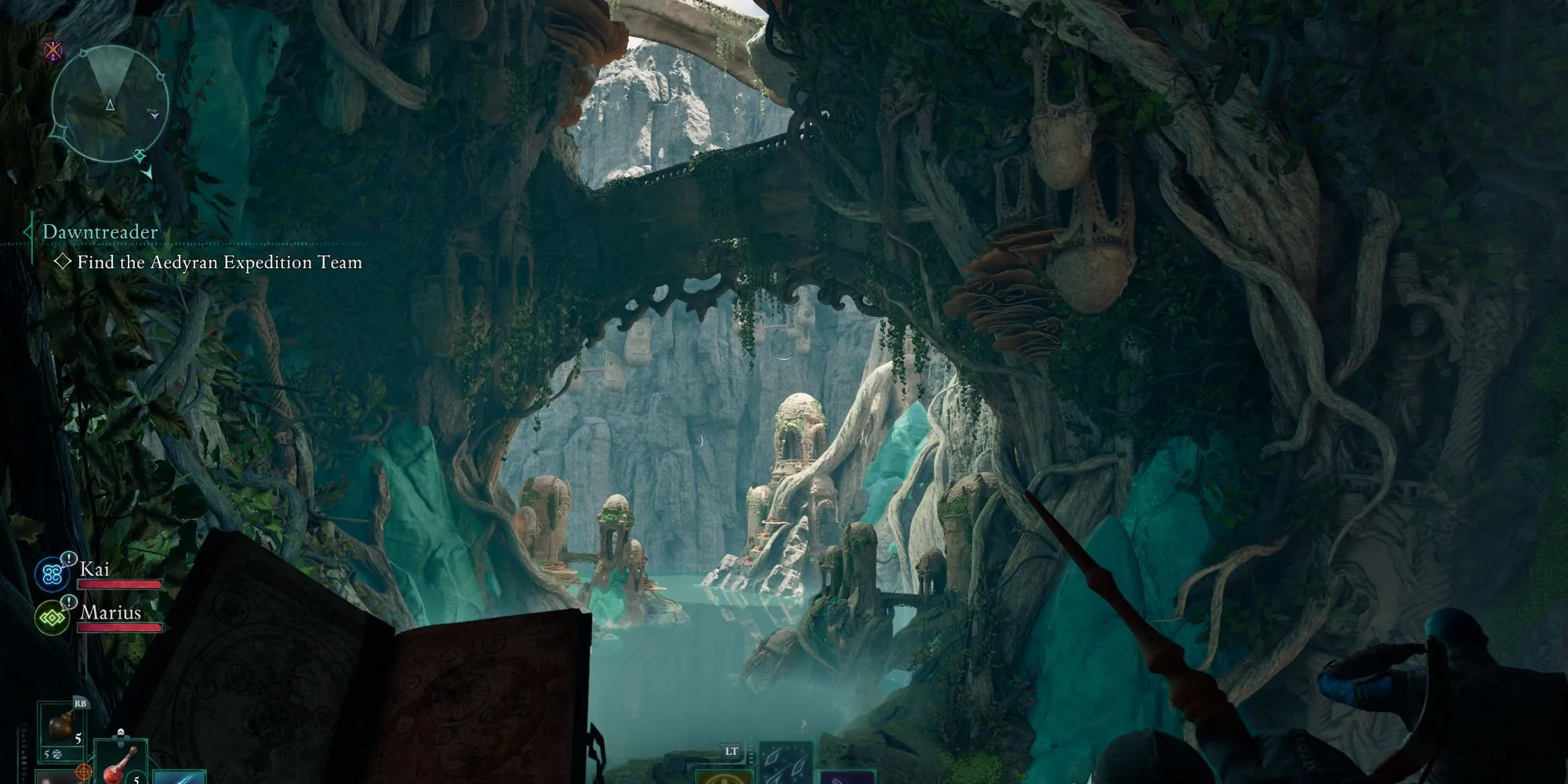 Cảnh khám phá hang động trong game Avowed hỗ trợ Xbox Play Anywhere
