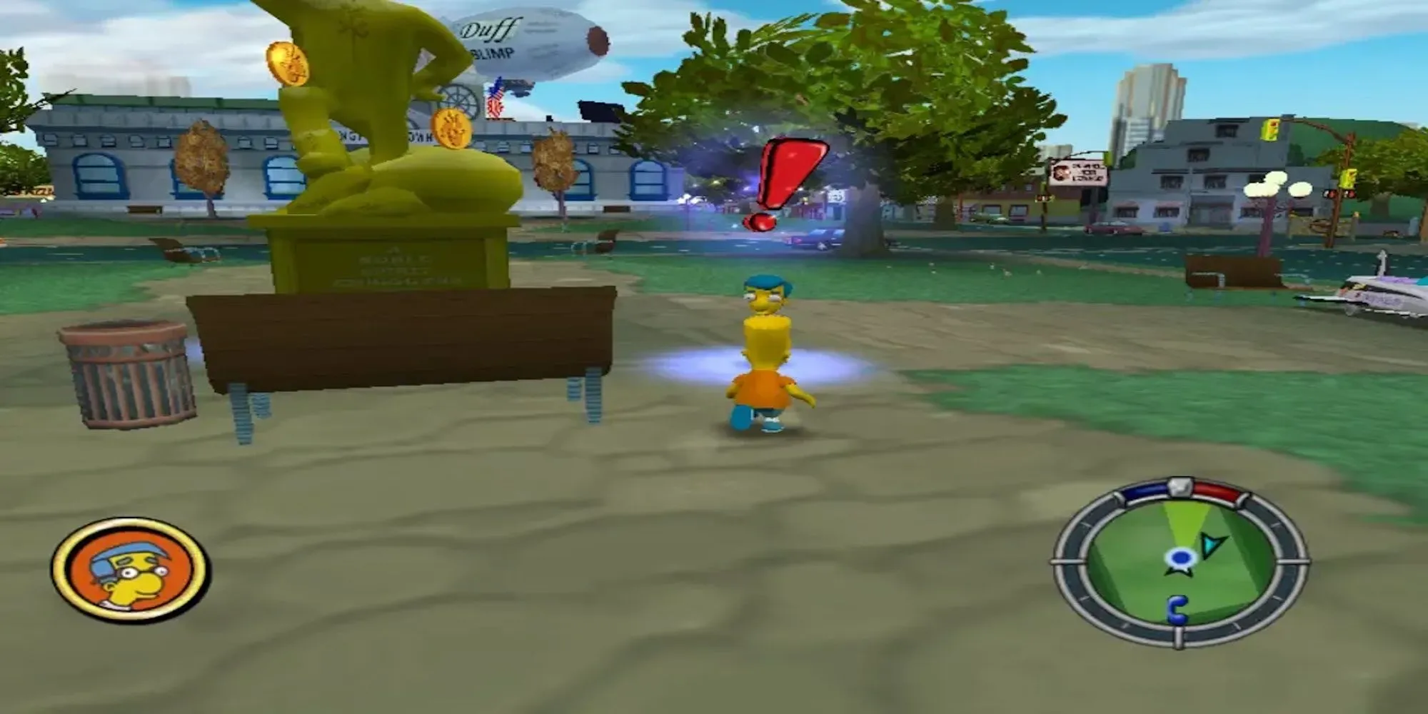 Chiếc xe màu hồng biểu tượng của gia đình Simpsons trong game The Simpsons: Hit &amp; Run