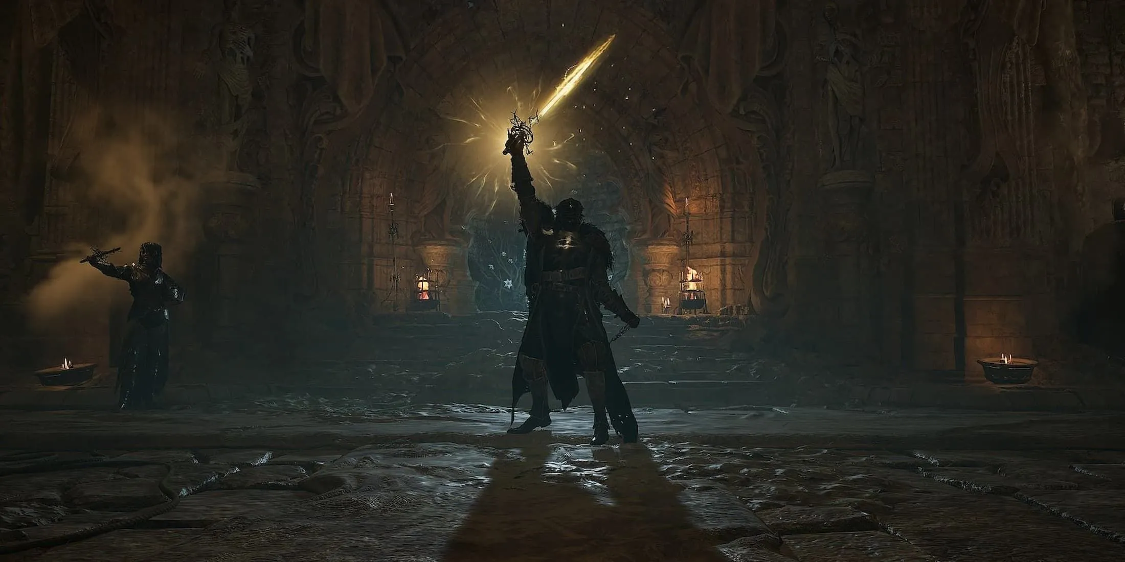 Chiến binh bóng tối trong một cảnh chiến đấu của Lords of the Fallen