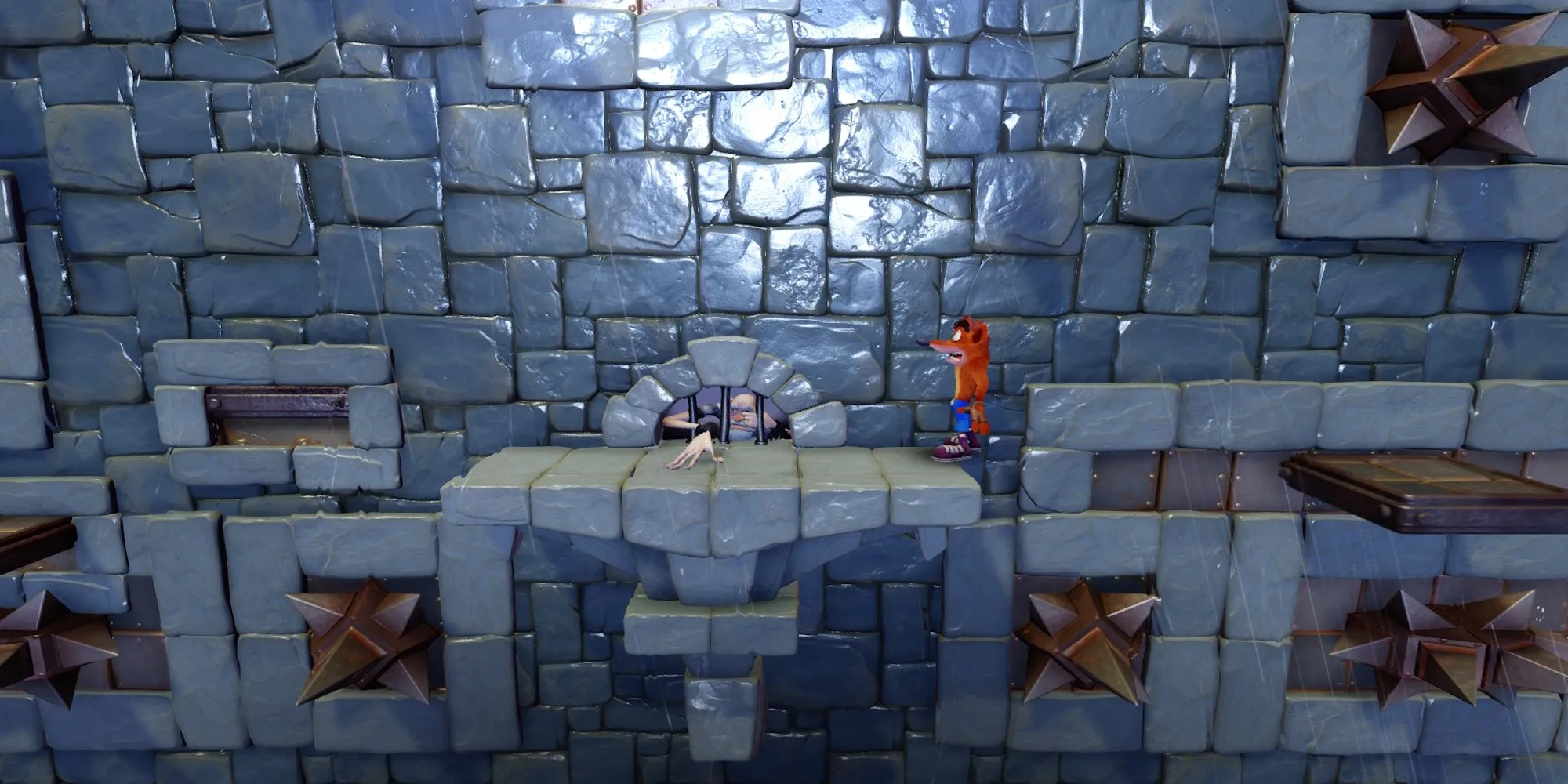 Crash Bandicoot trên PS1 trong màn Slippery Climb
