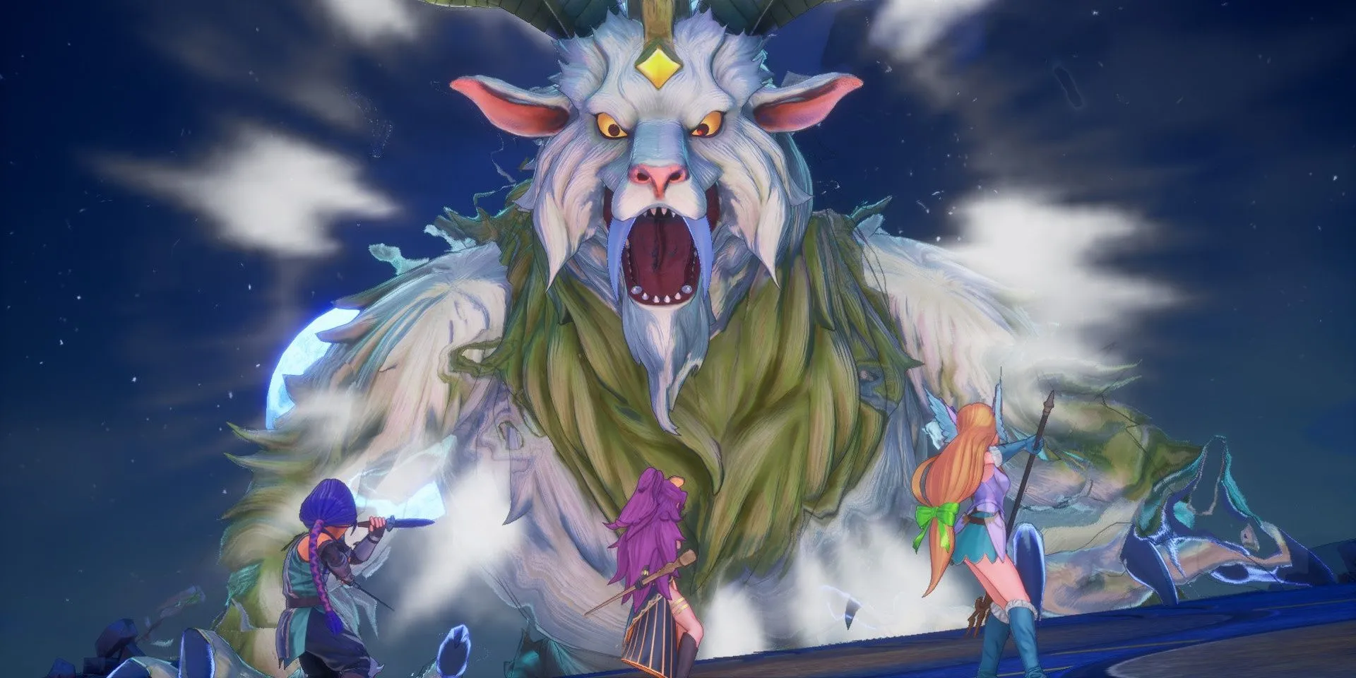 Đội hình đối mặt với quái vật trong Trials of Mana (2020)