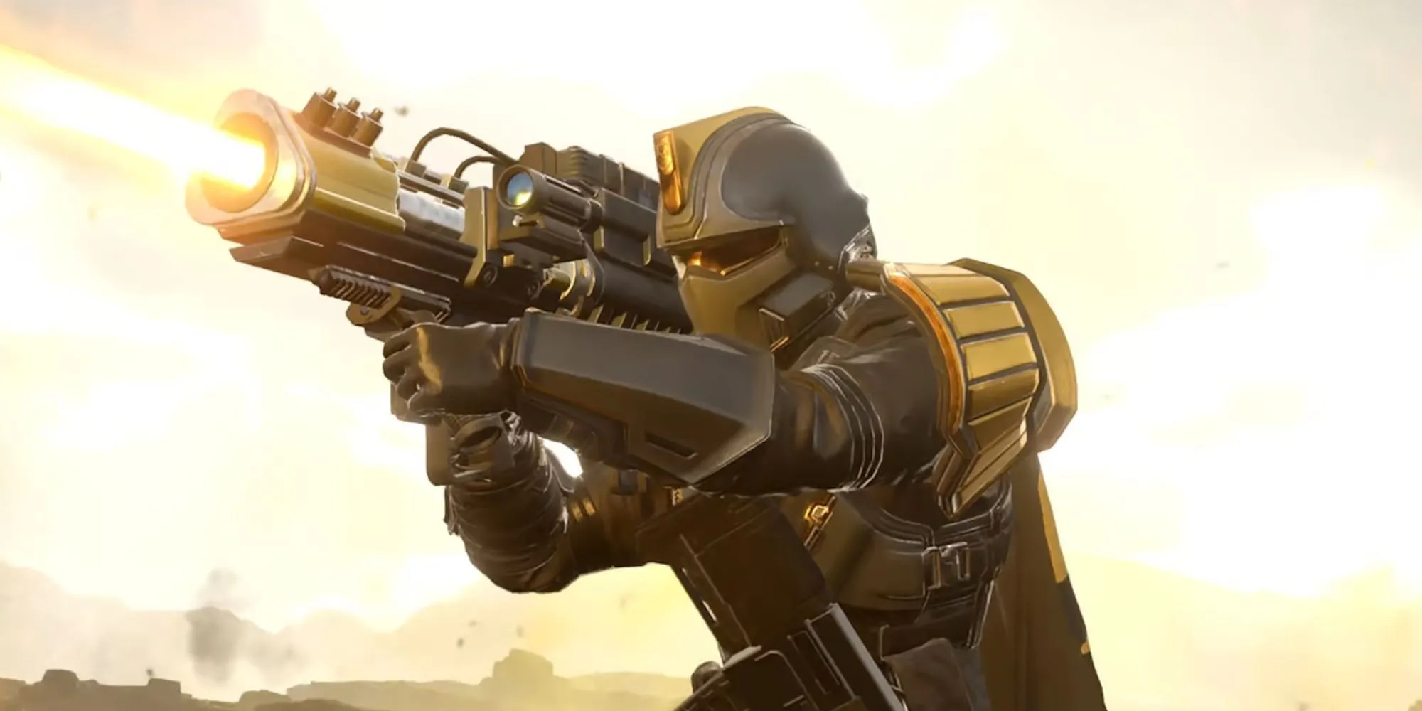Game Helldivers 2 với chiến binh sử dụng súng Railgun, một loại vũ khí tầm xa mạnh mẽ