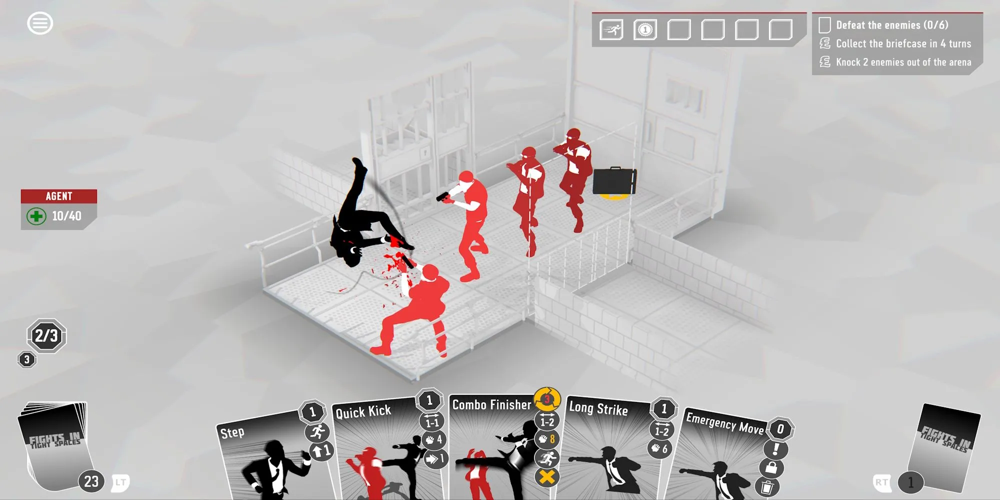 Giao diện game chiến thuật thẻ bài Fights in Tight Spaces với các nhân vật đơn giản