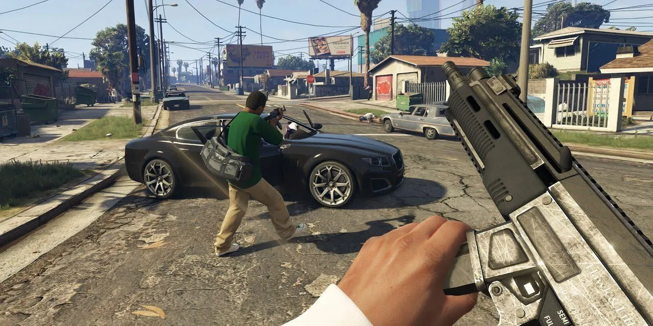 Góc nhìn thứ nhất khi lái xe trong GTA 5, mang lại trải nghiệm nhập vai và chi tiết hơn