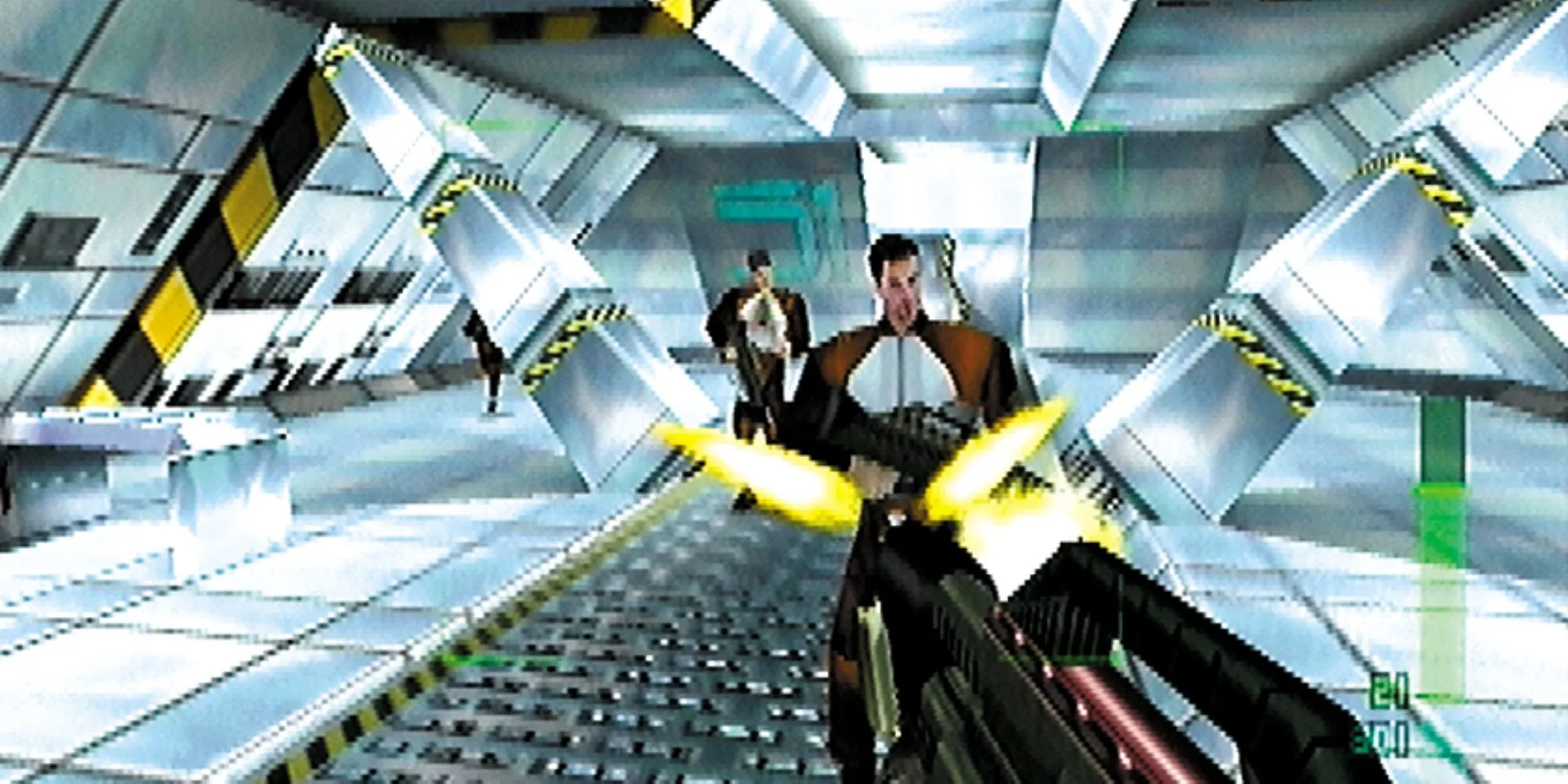 Góc nhìn thứ nhất trong lối chơi của game bắn súng Perfect Dark trên máy N64