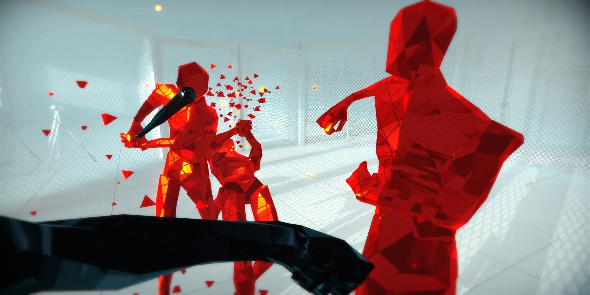 Góc nhìn từ trên xuống của người chơi né đạn trong game Superhot