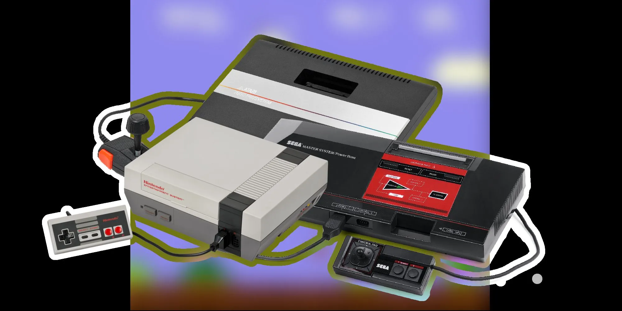 Hình ảnh các máy console thế hệ thứ ba: NES, Atari 7800 và Master System
