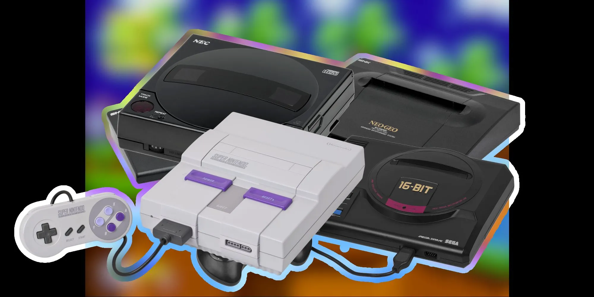 Hình ảnh các máy console thế hệ thứ tư: SNES, Genesis, Neo Geo và TurboGrafx-16