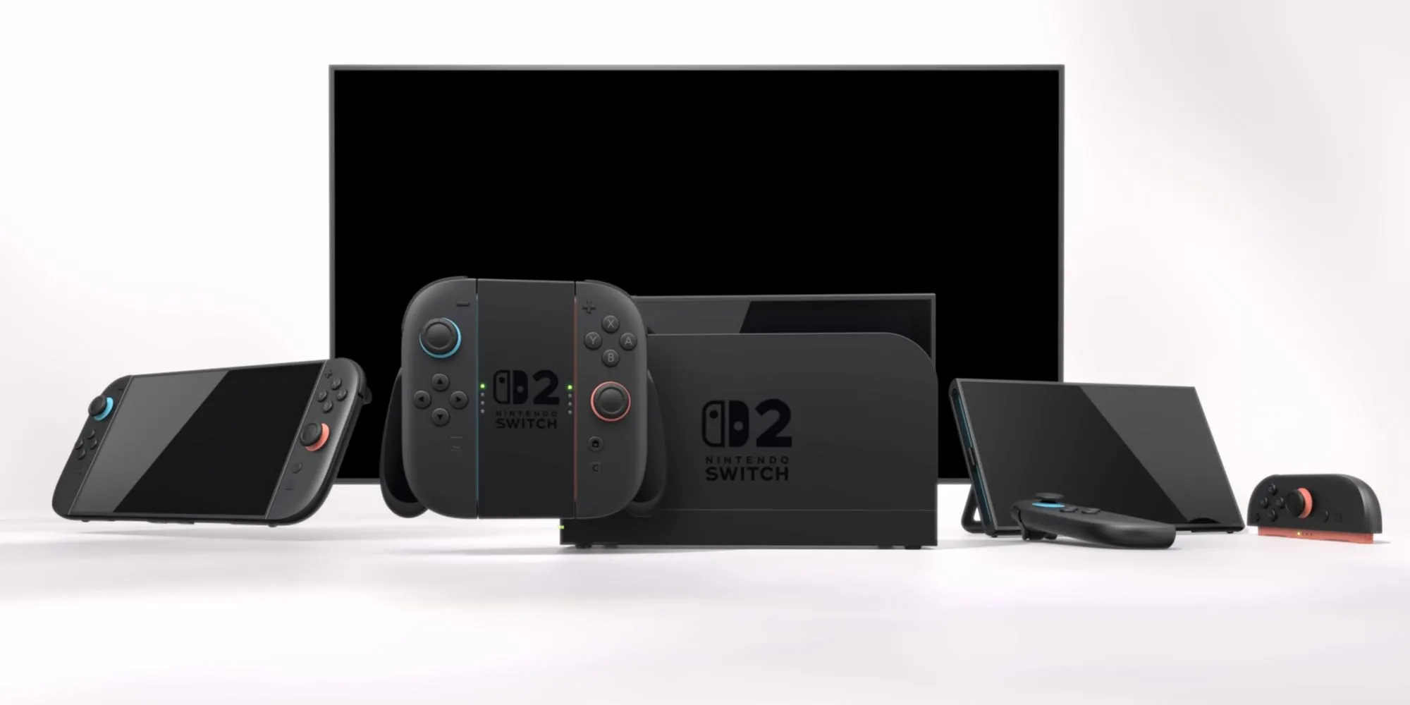 Hình ảnh console Nintendo Switch 2 ở các chế độ chơi cầm tay, tabletop và TV