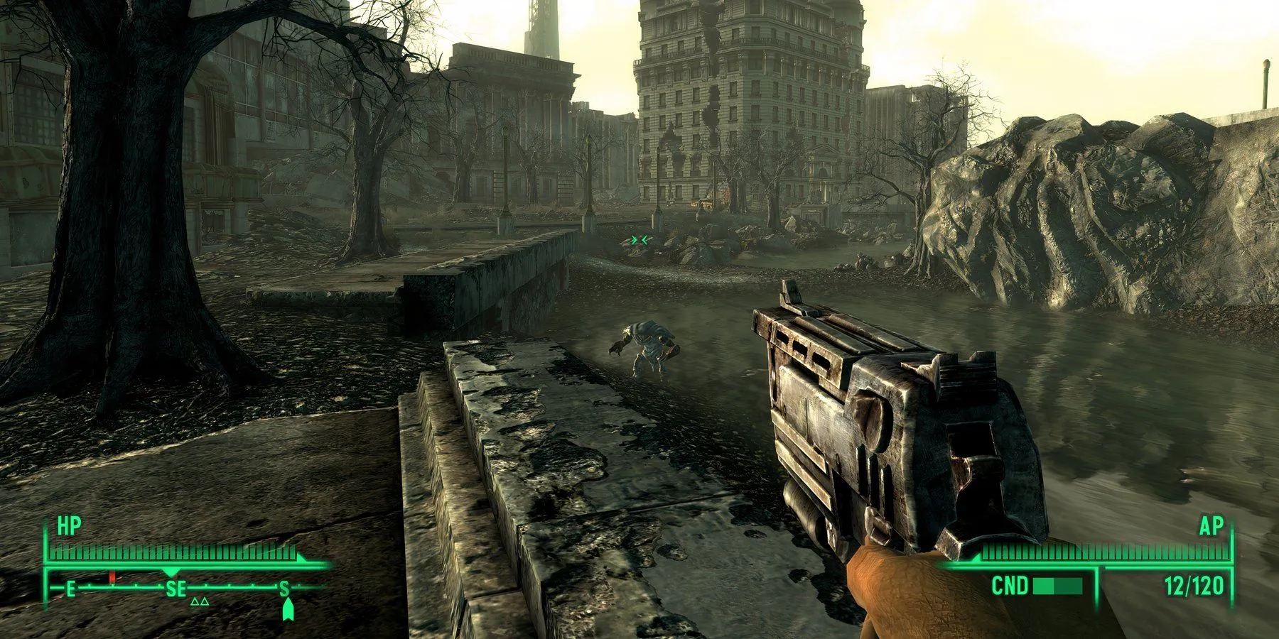 Hình ảnh gameplay Fallout 3 minh họa hệ thống chiến đấu bằng súng