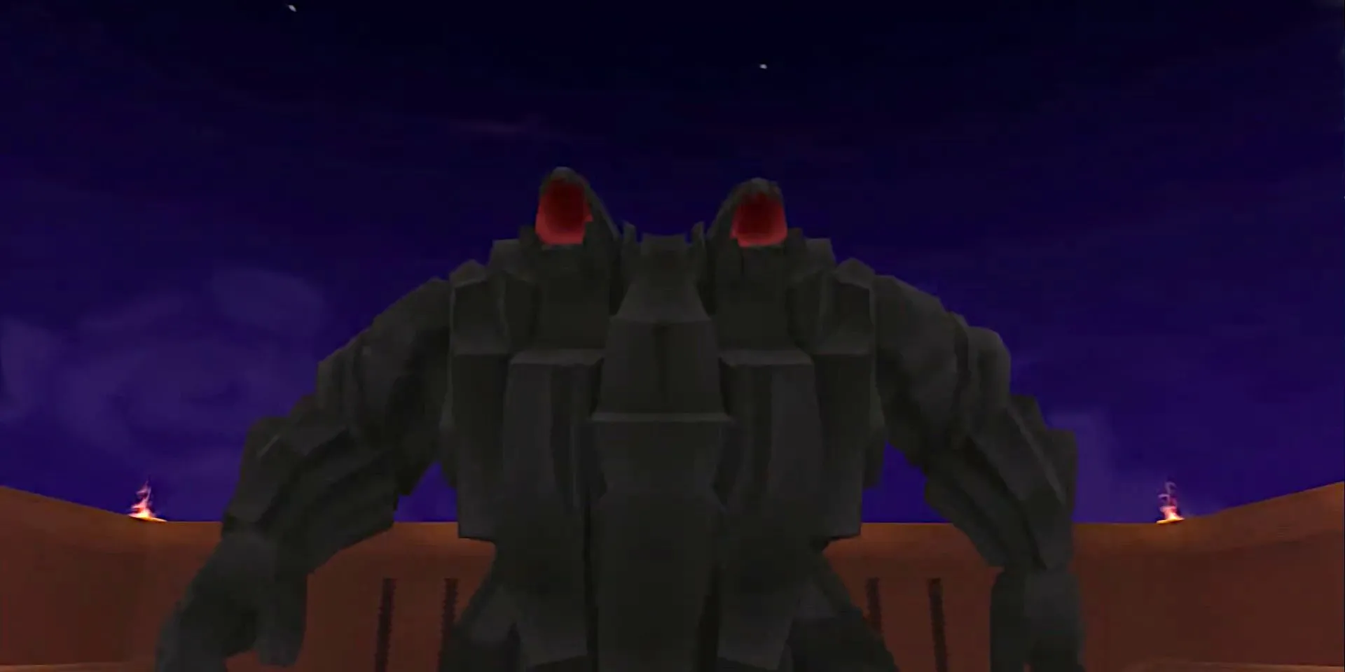 Hình ảnh trận chiến Rock Titan trong Kingdom Hearts 1, đứng trong Đấu trường Olympus