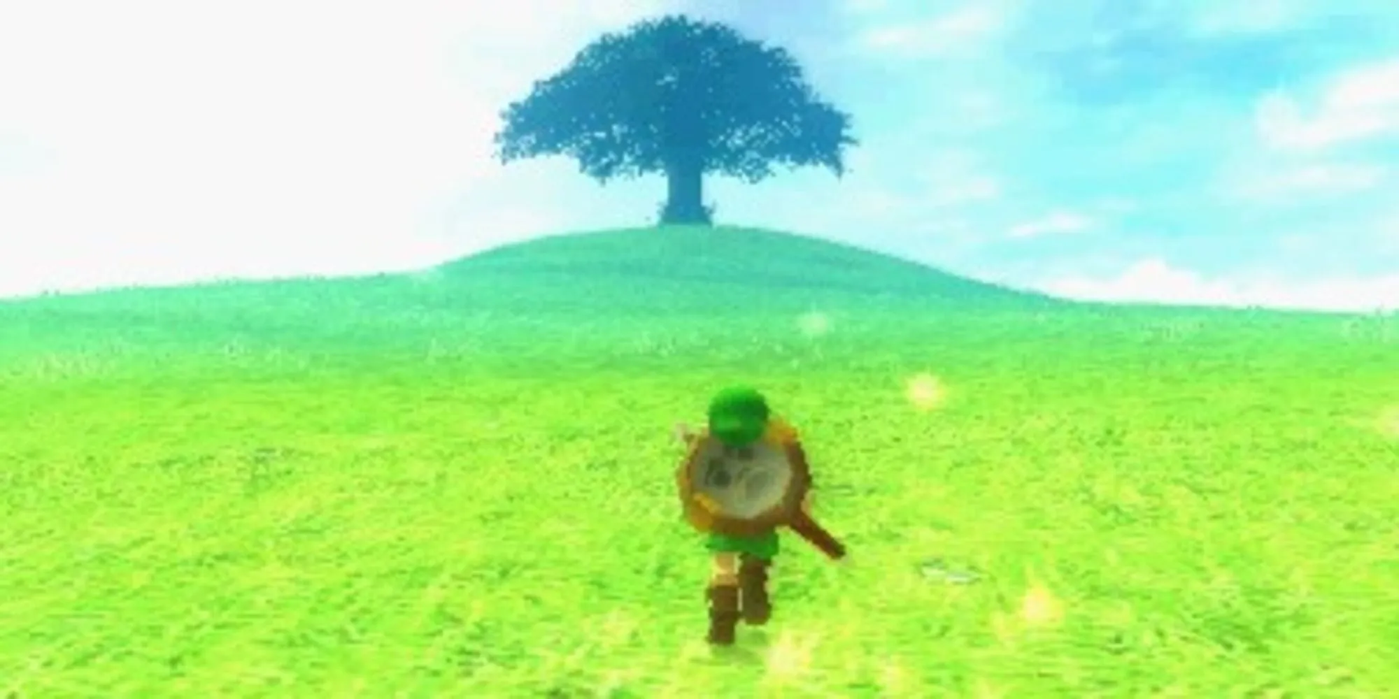 Link đeo mặt nạ Majora trong The Legend of Zelda: Majora's Mask