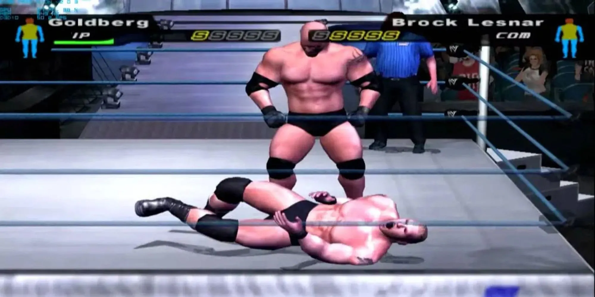 Màn hình chọn nhân vật và thi đấu trong game đấu vật WWE SmackDown! Here Comes the Pain