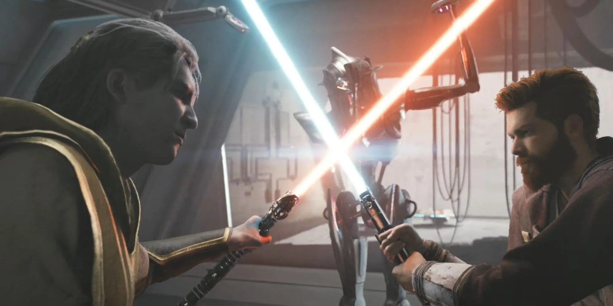 Mô tả cảnh chiến đấu trong Star Wars Jedi: Survivor giữa Cal Kestis và Dagan Gera