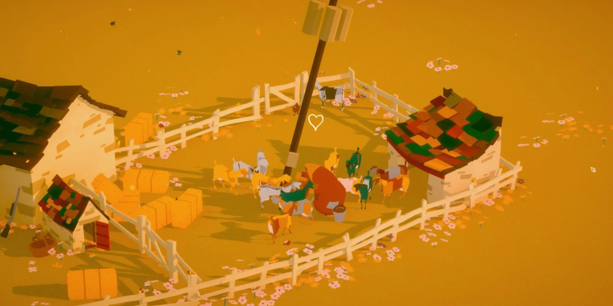 Một bà lão đang tưới cây trong trang trại vắng vẻ của game The Stillness of the Wind