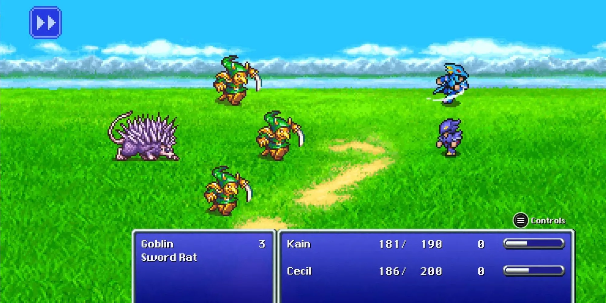 Một trận chiến ngẫu nhiên trong Final Fantasy IV bản Pixel Remaster