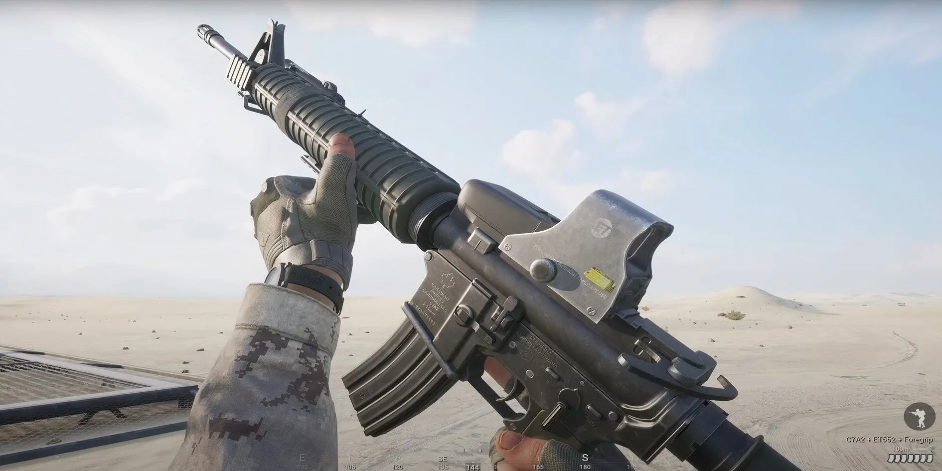 Người lính trong Squad đang ngắm bắn với súng trường, thể hiện gameplay FPS chiến thuật hiện đại.