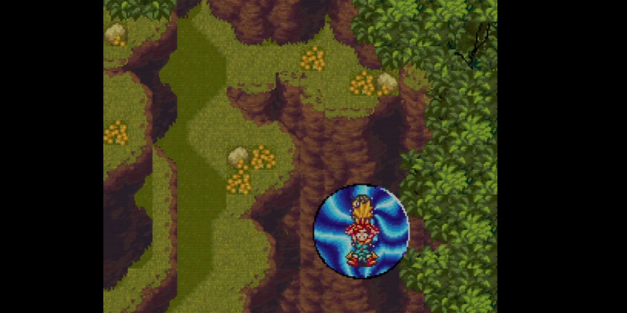 Nhân vật chính Crono trong Chrono Trigger du hành thời gian qua một cổng không gian
