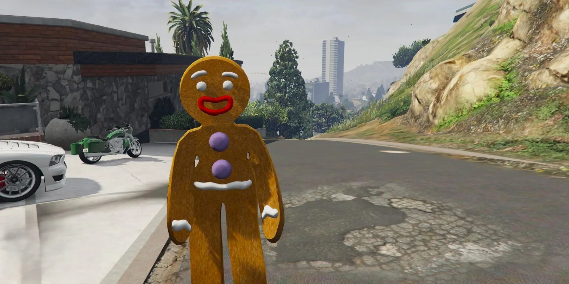 Nhân vật người bánh gừng kỳ lạ trong GTA 5 minh họa sự đa dạng và hài hước của cộng đồng modding