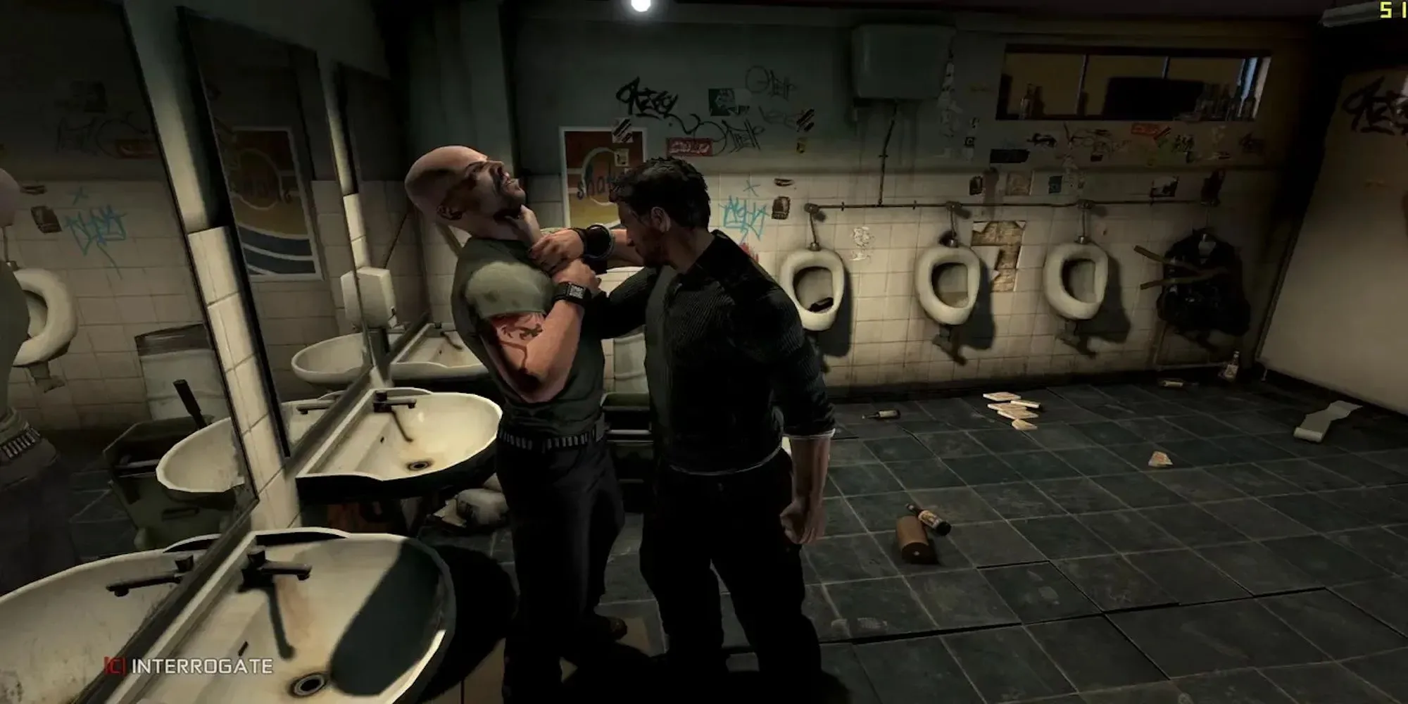 Nhân vật Sam Fisher thực hiện pha hạ gục cận chiến trong game Splinter Cell Conviction
