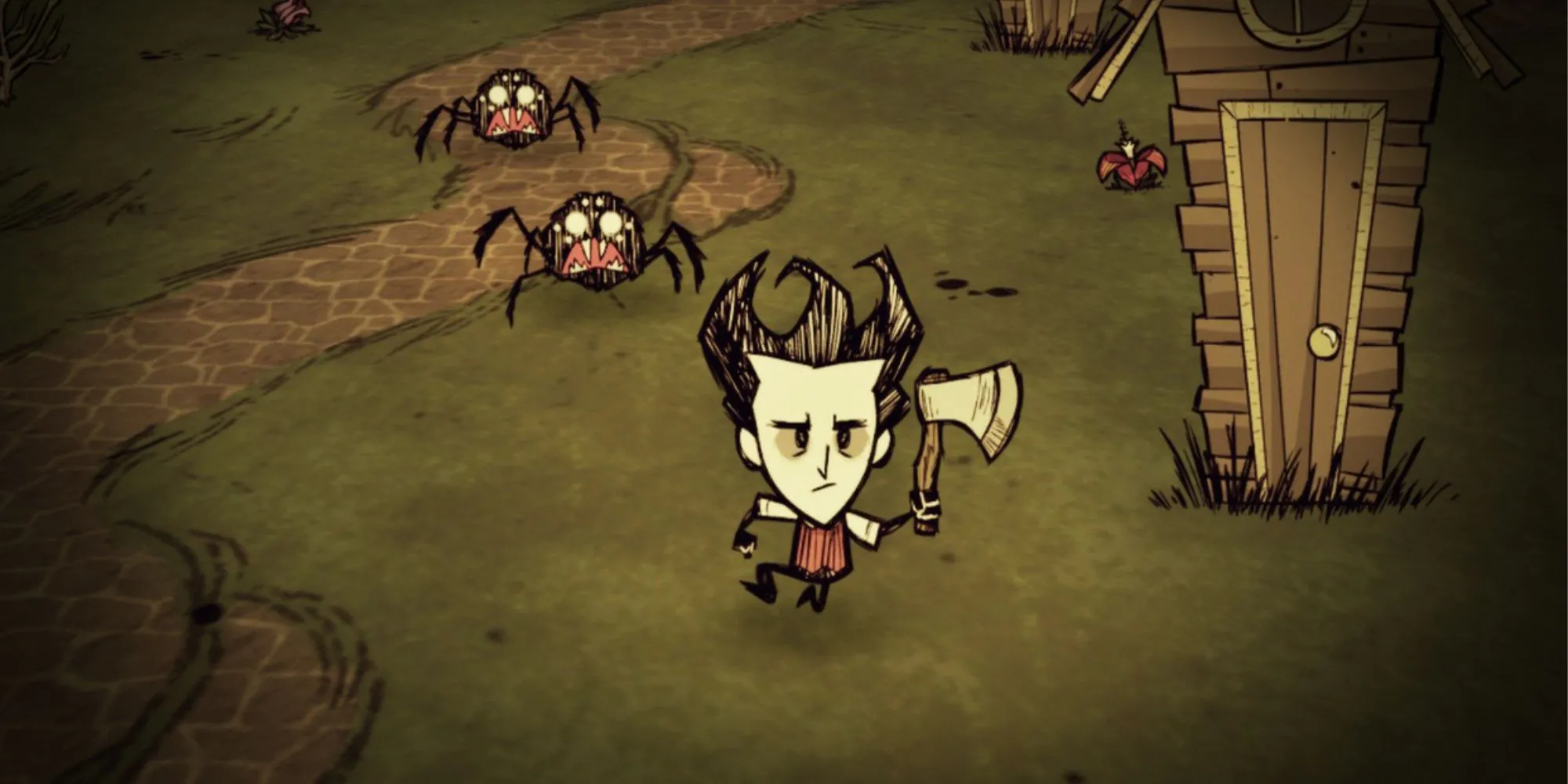 Nhân vật Wilson với chiếc rìu trong Don't Starve