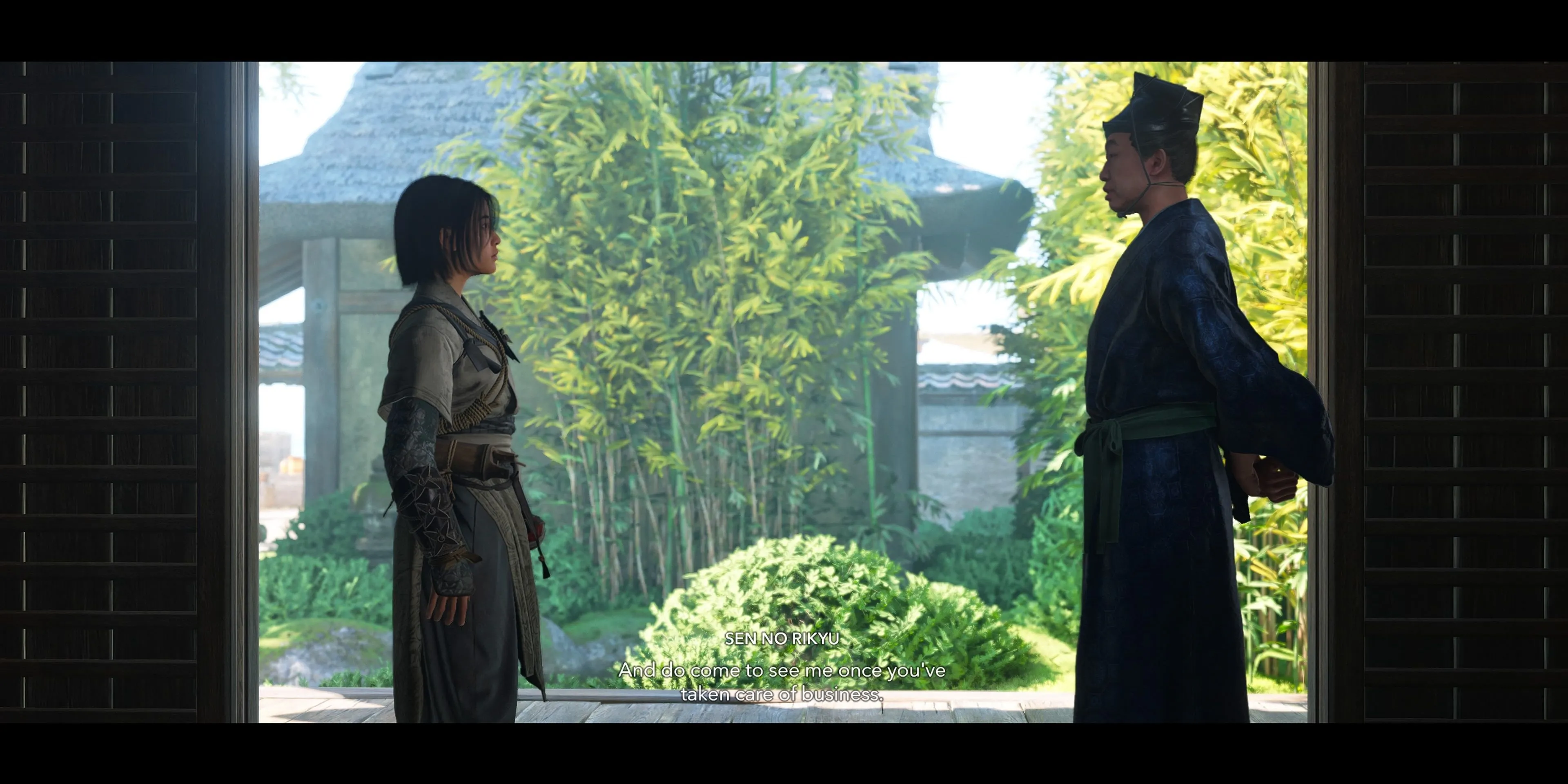 Sen No Rikyu hướng dẫn Naoe về trà đạo trong Assassin's Creed Shadows