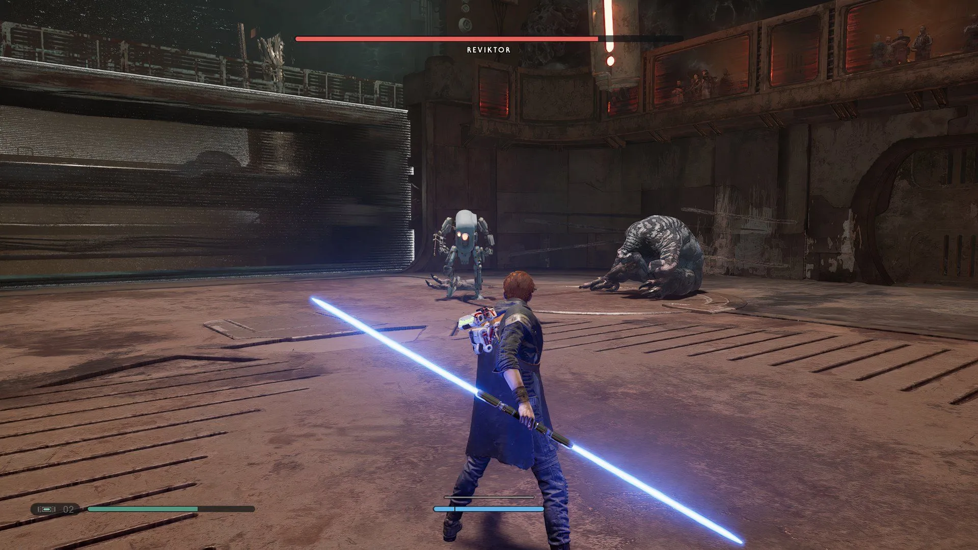 Star Wars Jedi Fallen Order screenshot showing Cal Kestis wielding his lightsaber