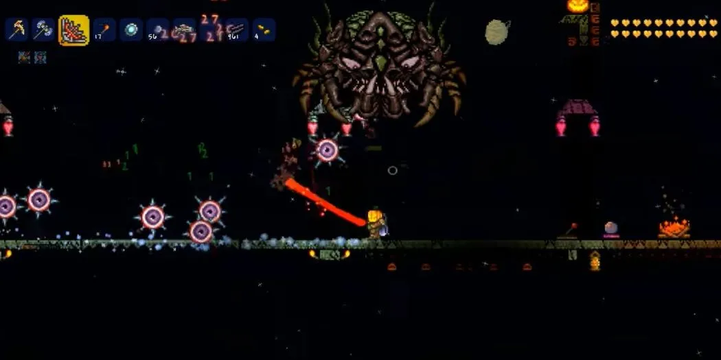 Trùm Ocram trong Terraria, minh họa các trận đấu boss căng thẳng đòi hỏi vũ khí phù hợp