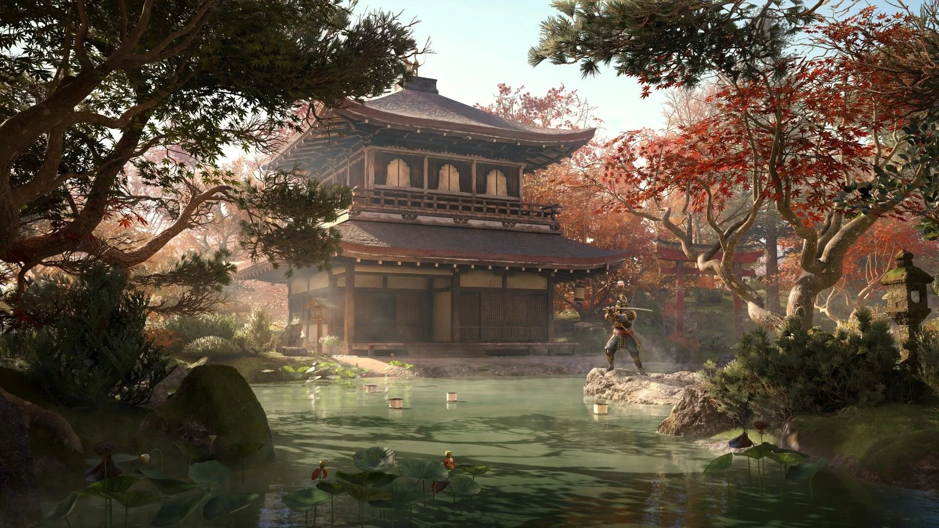 Yasuke, samurai gốc Phi trong Assassin's Creed Shadows, đứng giữa rừng tre thể hiện bối cảnh game