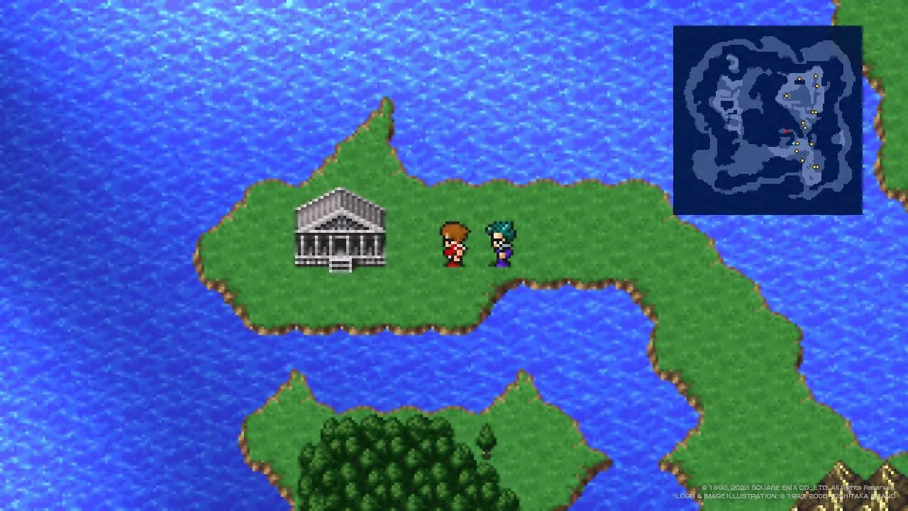 Nhóm nhân vật trên bản đồ thế giới Final Fantasy 3 Pixel Remaster