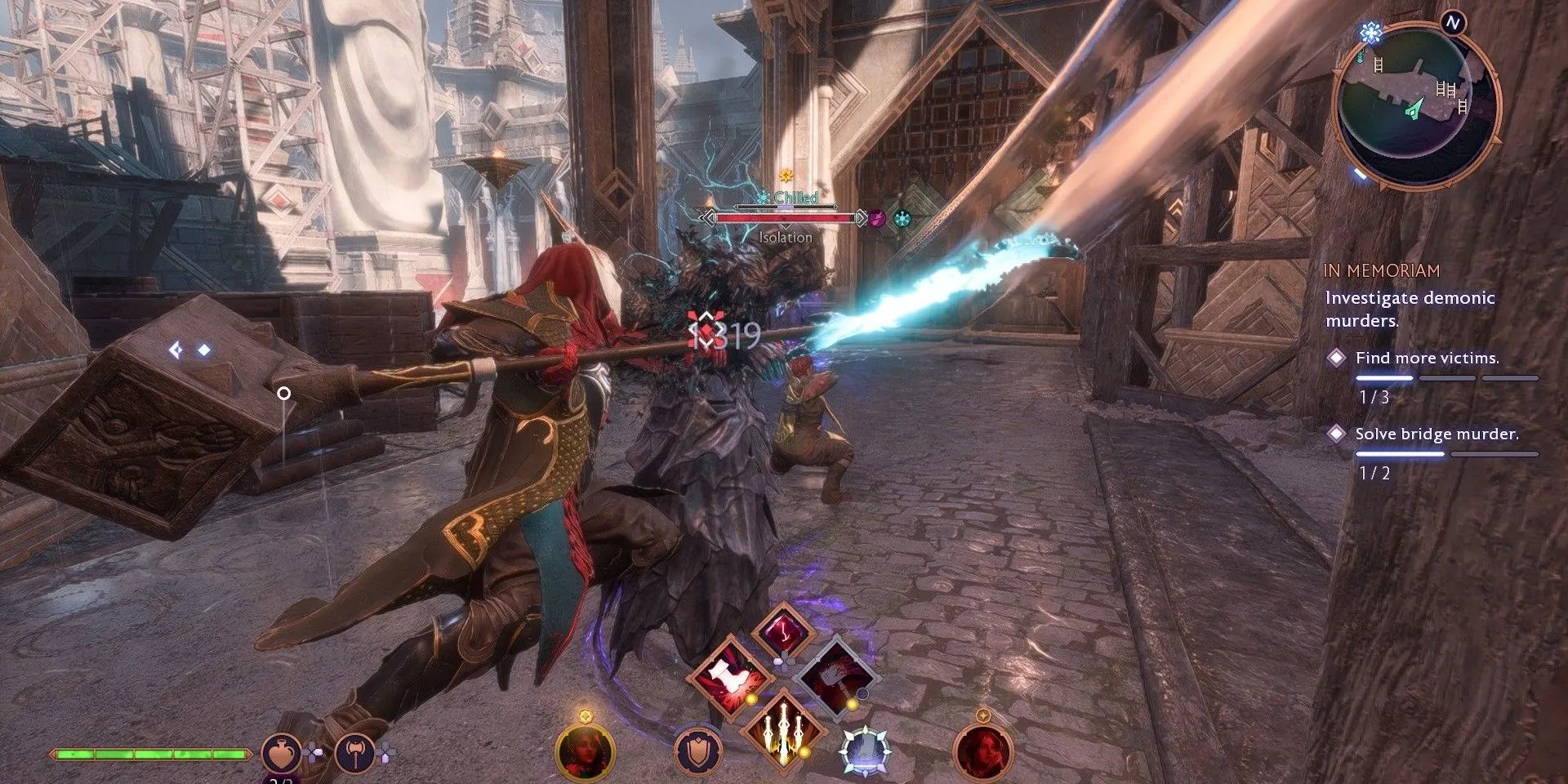 Cảnh chiến đấu dữ dội trong Dragon Age: The Veilguard, thể hiện kỹ năng của nhân vật chính