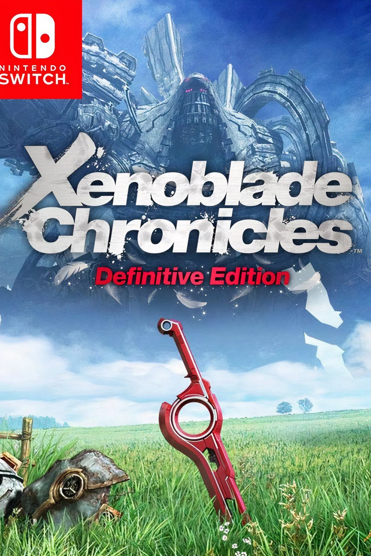 Cảnh Shulk chiến đấu với quái vật khổng lồ trong thế giới mở Xenoblade Chronicles Definitive Edition