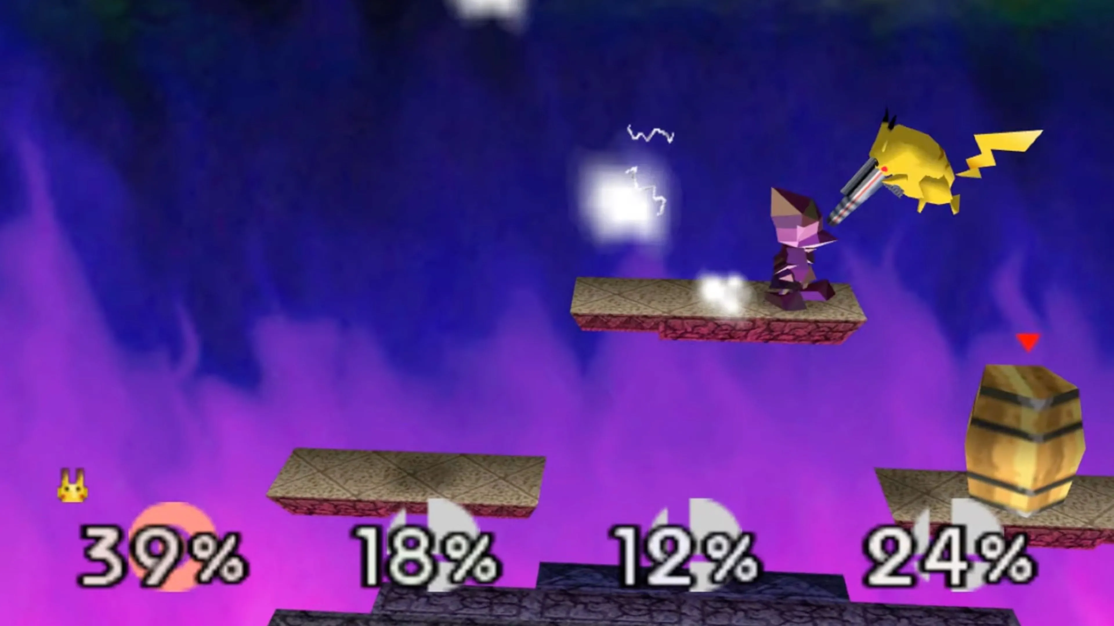 Character Select Screen (màn hình chọn nhân vật) trong Super Smash Bros. (N64) hiển thị các võ sĩ