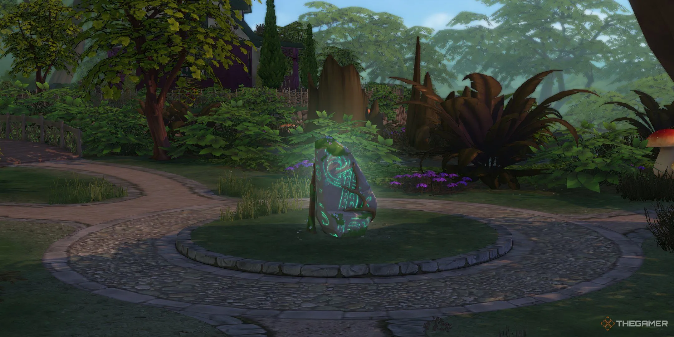 Đá dịch chuyển với con đường tròn bao quanh tại Everdew, The Sims 4 Enchanted By Nature.