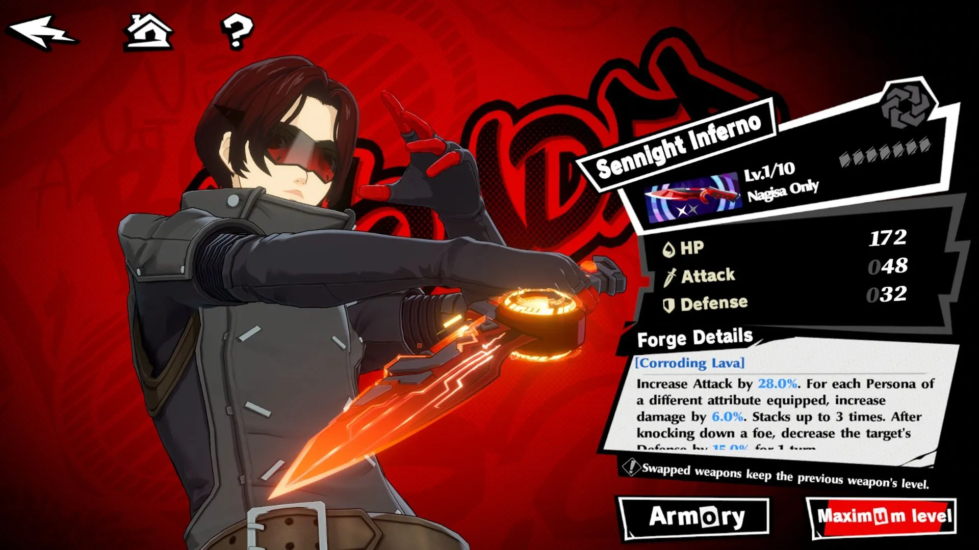 Dao găm 5 sao Sennight Inferno cho Wonder, vũ khí hỗ trợ mạnh mẽ cho các đội hình tấn công tổng lực trong Persona 5 The Phantom X.