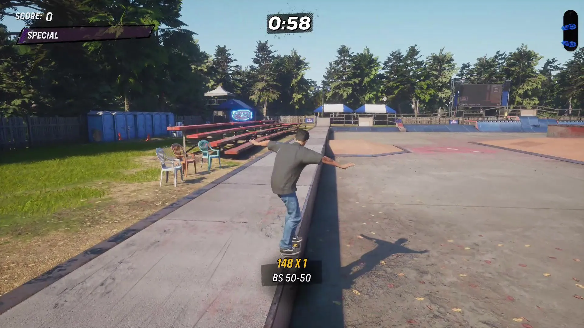 Điểm nâng cấp kỹ năng đầu tiên trên khán đài màn Kona Tony Hawk's Pro Skater 3 + 4