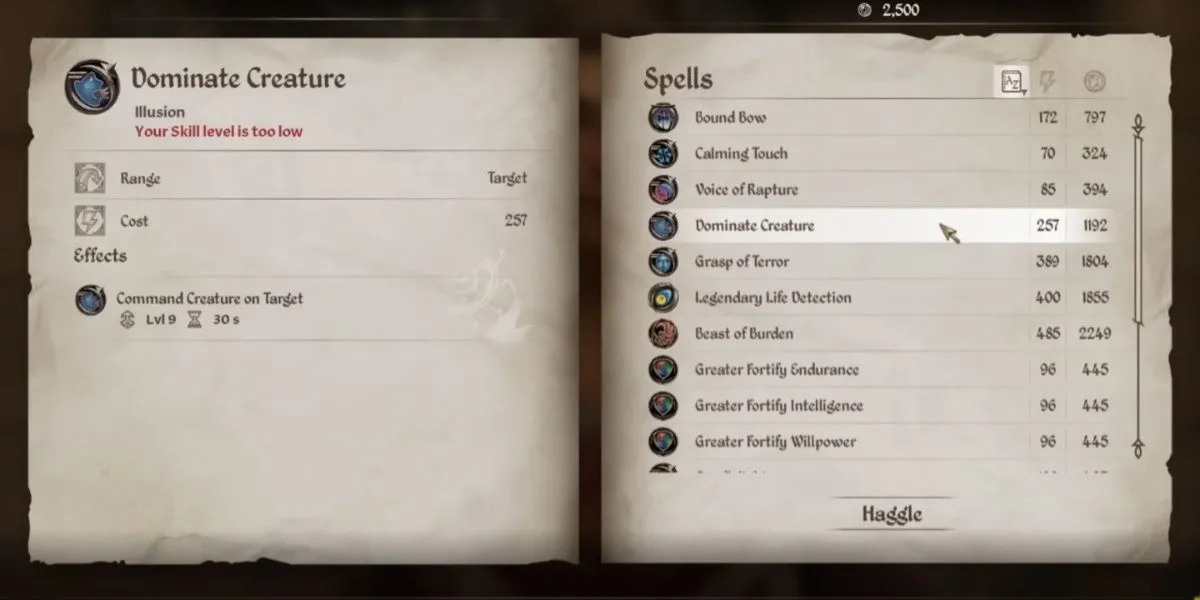 Điều khiển quái vật với phép Dominate Creature trong Oblivion Remastered