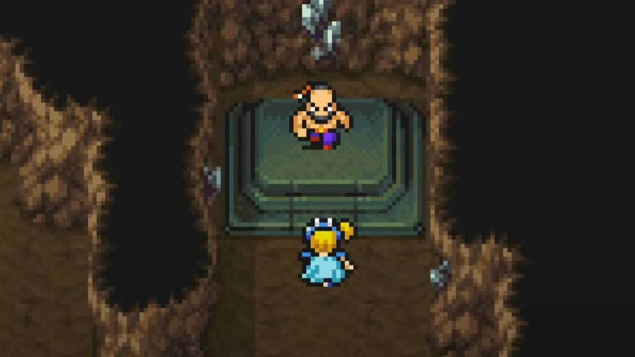 Djinn, kẻ đã nguyền rủa Kazus, trong hang động phong ấn ở Final Fantasy III
