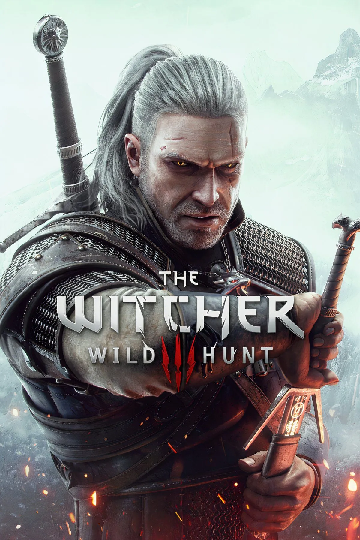 Geralt of Rivia trong The Witcher 3 Wild Hunt với một quái vật, thể hiện các nhiệm vụ thợ săn quái vật