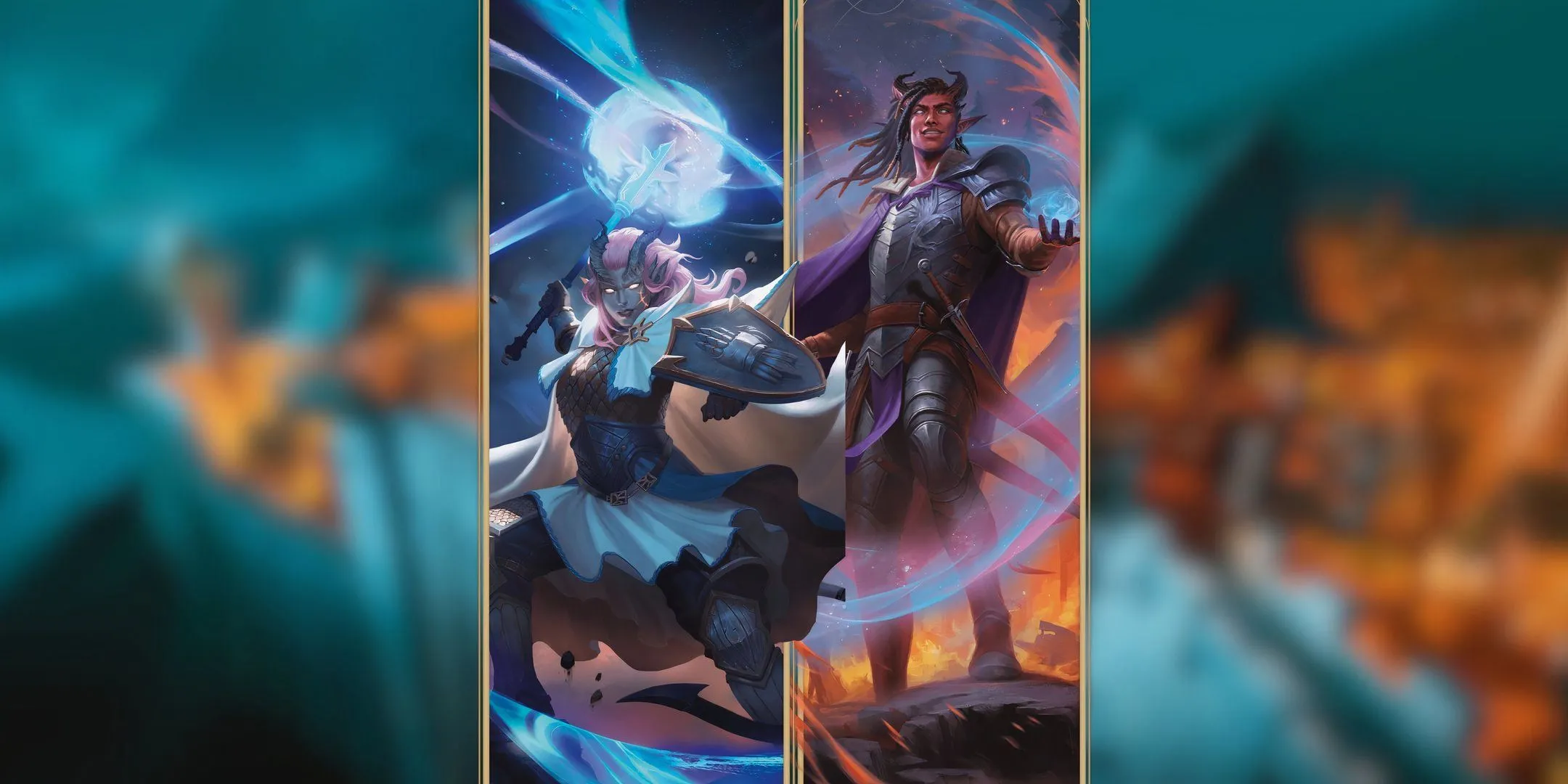 Hai pháp sư Tiefling từ Sổ Tay Người Chơi Dungeons &amp; Dragons 2024, tượng trưng cho phép thuật Telekinetic