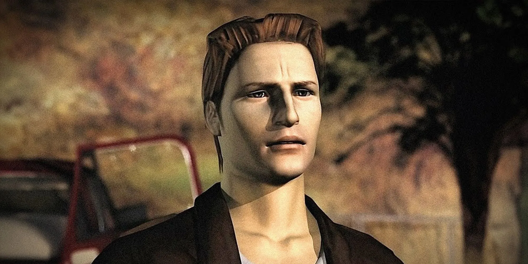 Harry Mason, người cha dũng cảm trong Silent Hill 1, đứng cạnh chiếc xe hỏng